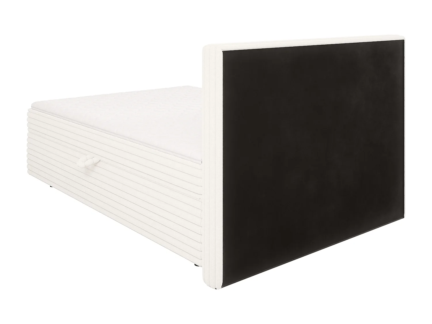 Stella - Boxspringbett 140x200 mit Topper und Bettkästen aus Hellbeige Plüschcord