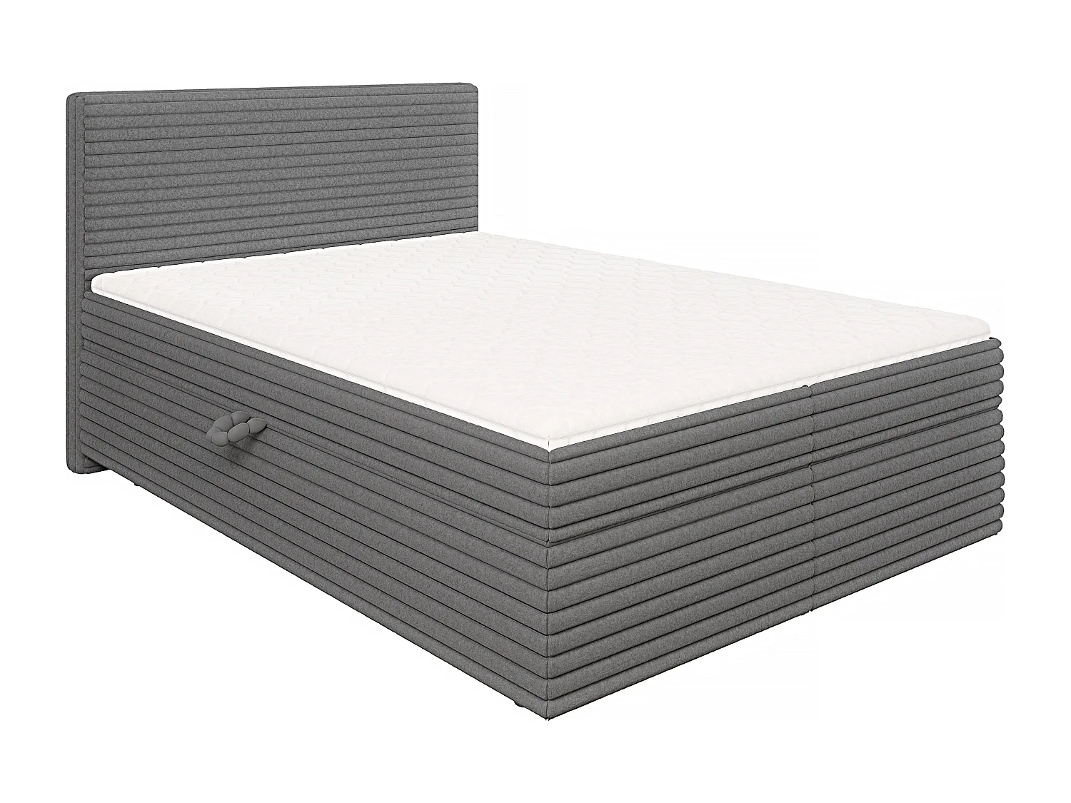 Stella - Boxspringbett 140x200 mit Topper und Bettkästen aus Dunkelgrau Plüschcord