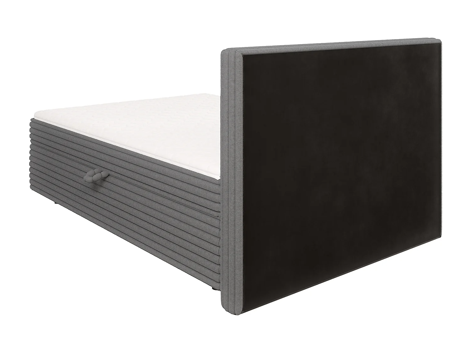 Stella - Boxspringbett 140x200 mit Topper und Bettkästen aus Dunkelgrau Plüschcord