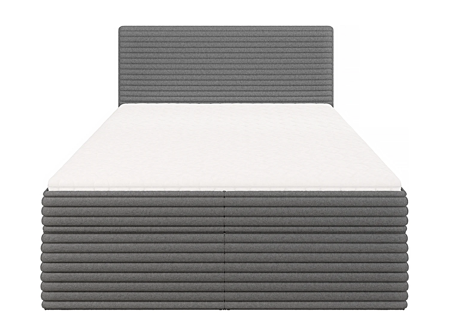 Stella - Boxspringbett 140x200 mit Topper und Bettkästen aus Dunkelgrau Plüschcord