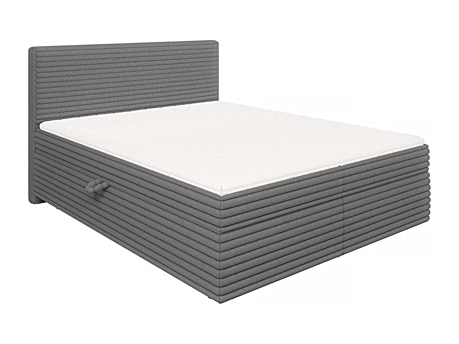 Stella - Boxspringbett 160x200 mit Topper und Bettkästen aus Dunkelgrau Plüschcord