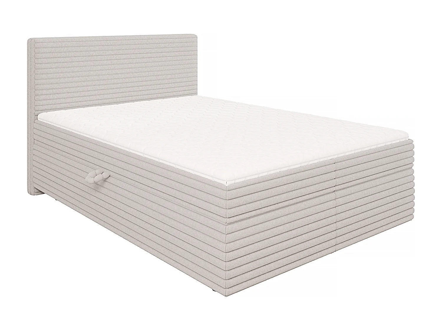 Stella - Boxspringbett 140x200 mit Topper und Bettkästen aus Hellgrau Plüschcord