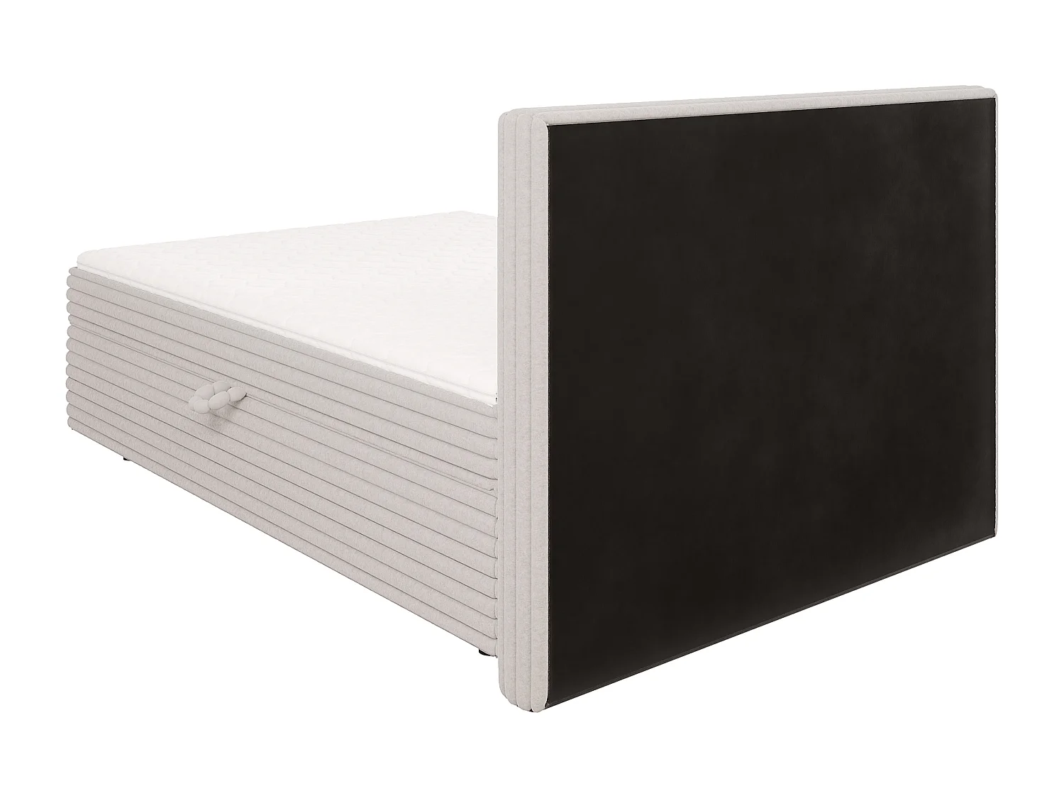 Stella - Boxspringbett 140x200 mit Topper und Bettkästen aus Hellgrau Plüschcord