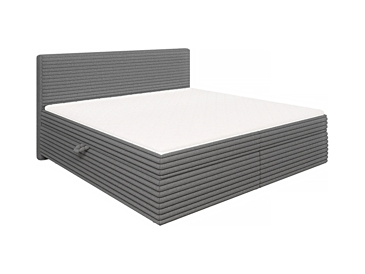 Stella - Boxspringbett 200x200 mit Topper und Bettkästen aus Dunkelgrau Plüschcord