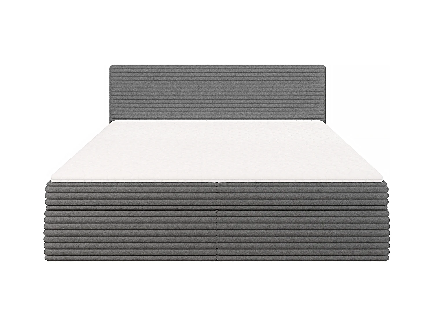 Stella - Boxspringbett 200x200 mit Topper und Bettkästen aus Dunkelgrau Plüschcord