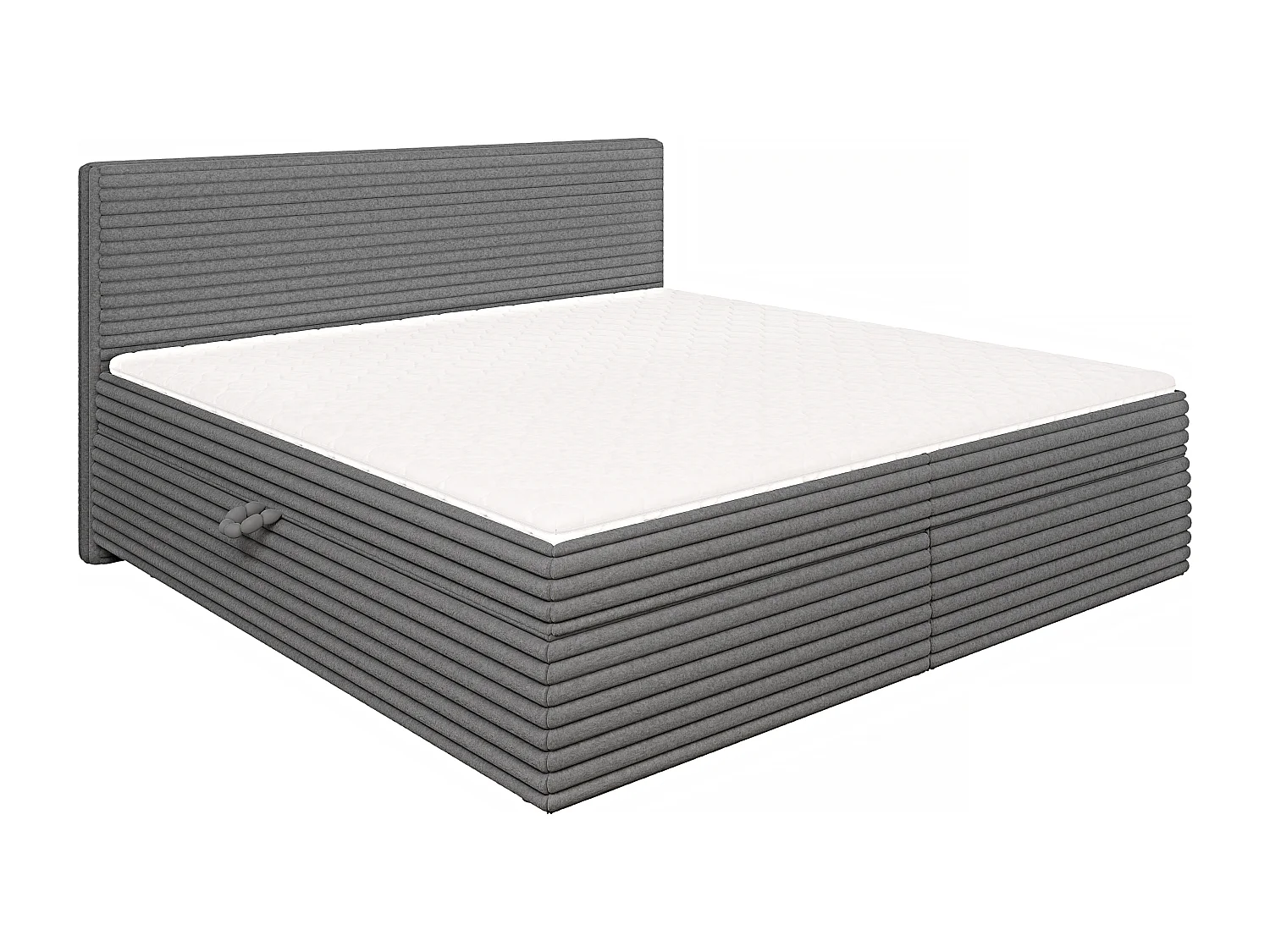 Stella - Boxspringbett 200x200 mit Topper und Bettkästen aus Dunkelgrau Plüschcord