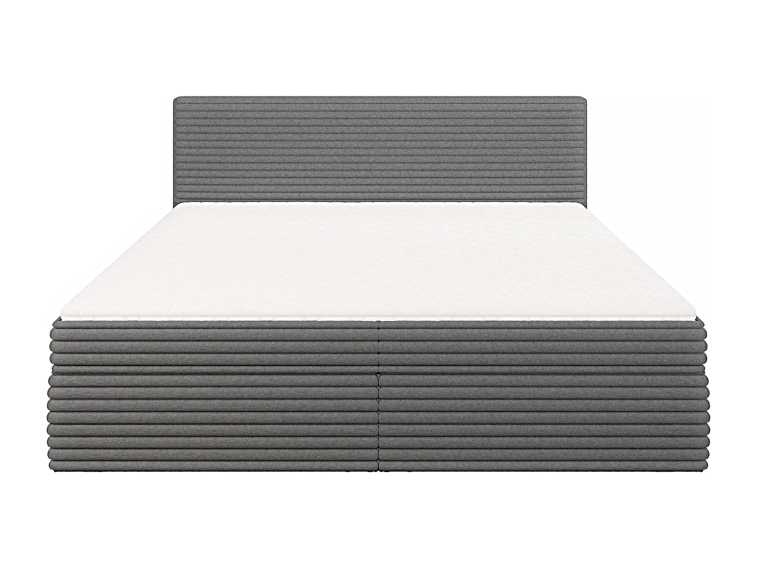 Stella - Boxspringbett 200x200 mit Topper und Bettkästen aus Dunkelgrau Plüschcord