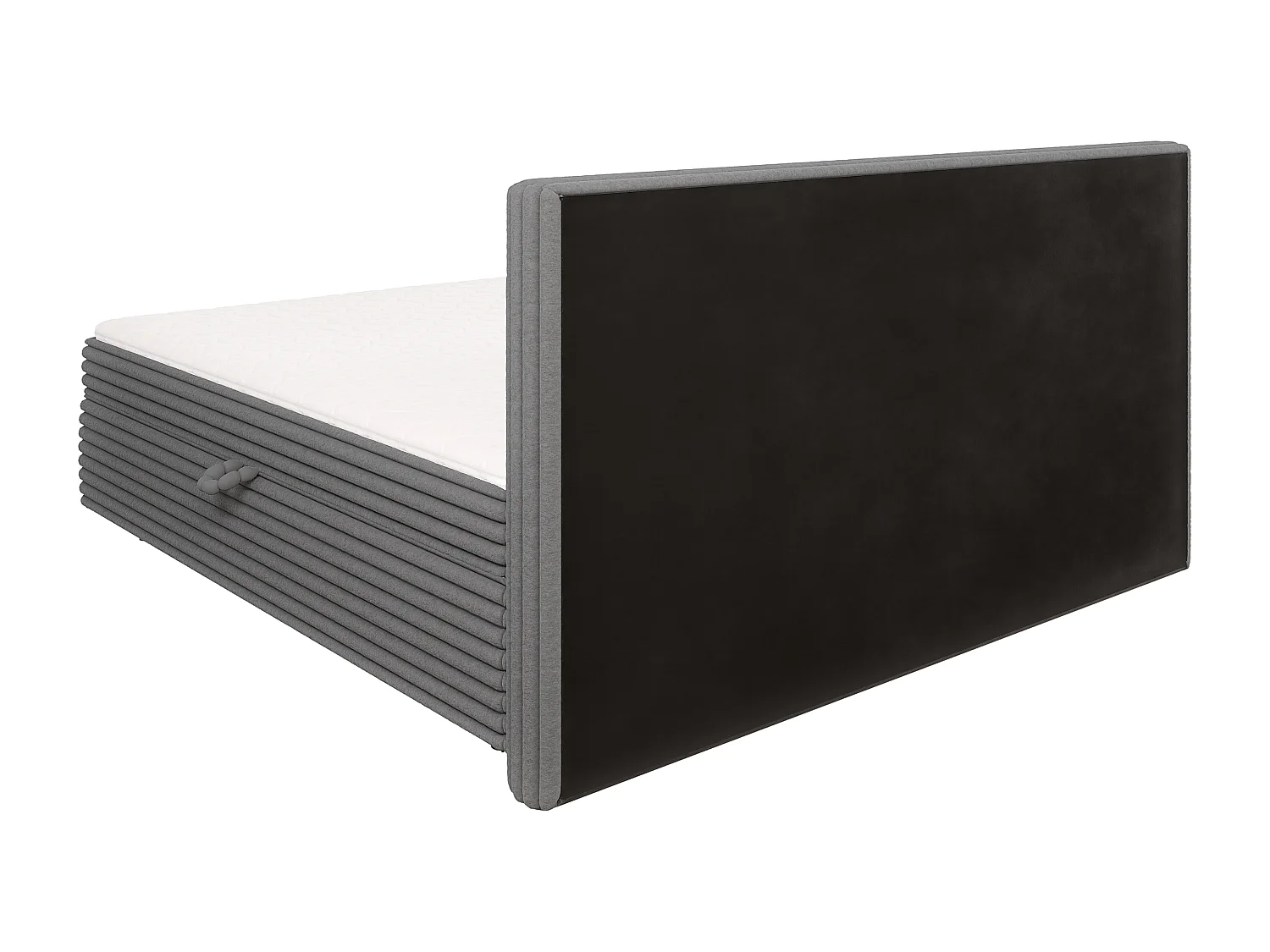 Stella - Boxspringbett 200x200 mit Topper und Bettkästen aus Dunkelgrau Plüschcord