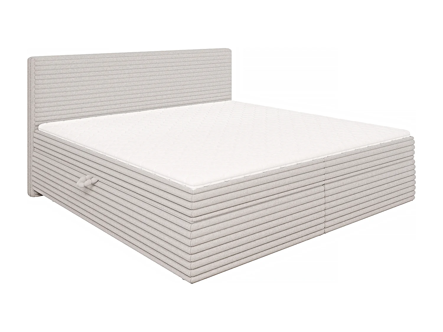 Stella - Boxspringbett 200x200 mit Topper und Bettkästen aus Hellgrau Plüschcord