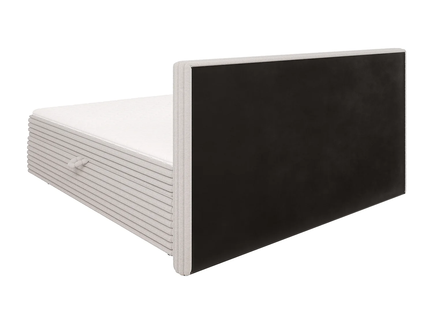 Stella - Boxspringbett 200x200 mit Topper und Bettkästen aus Hellgrau Plüschcord