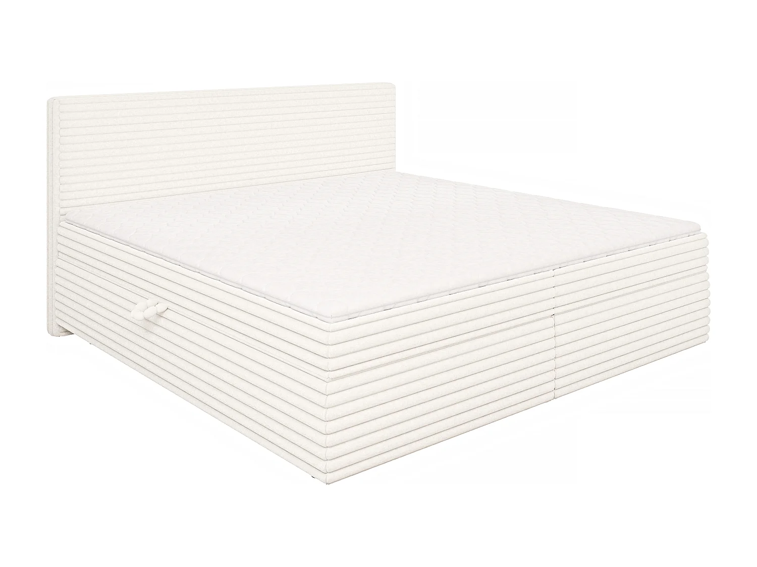 Stella - Boxspringbett 200x200 mit Topper und Bettkästen aus Hellbeige Plüschcord