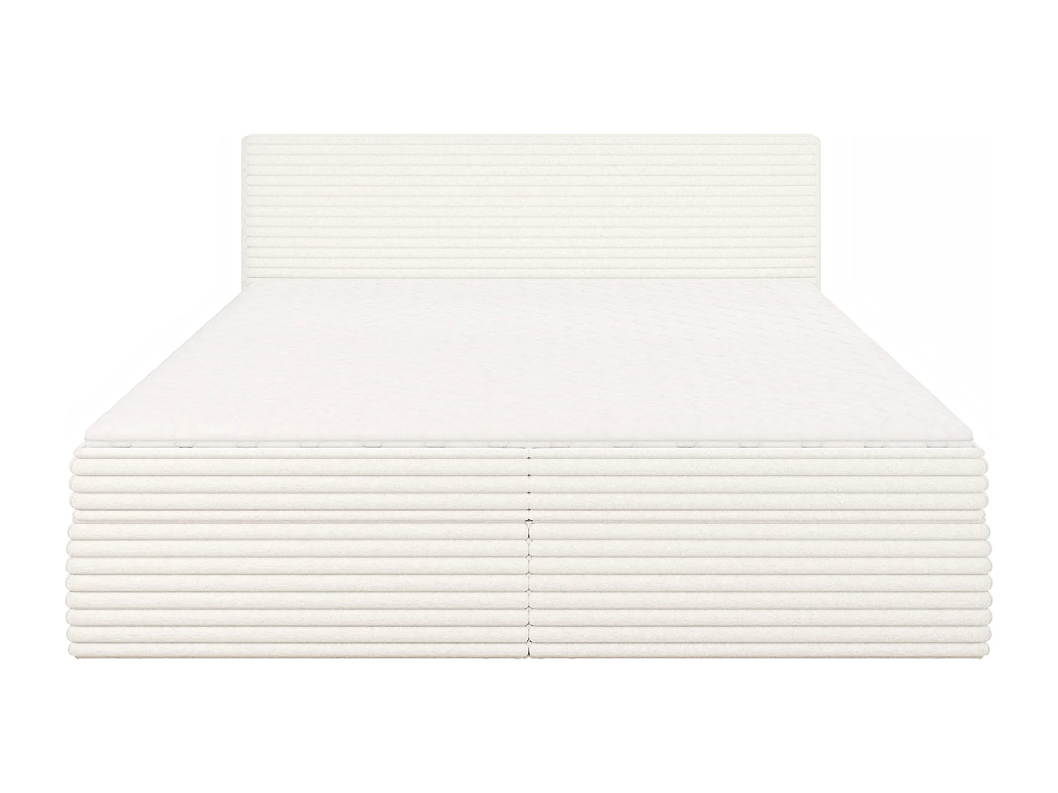 Stella - Boxspringbett 200x200 mit Topper und Bettkästen aus Hellbeige Plüschcord