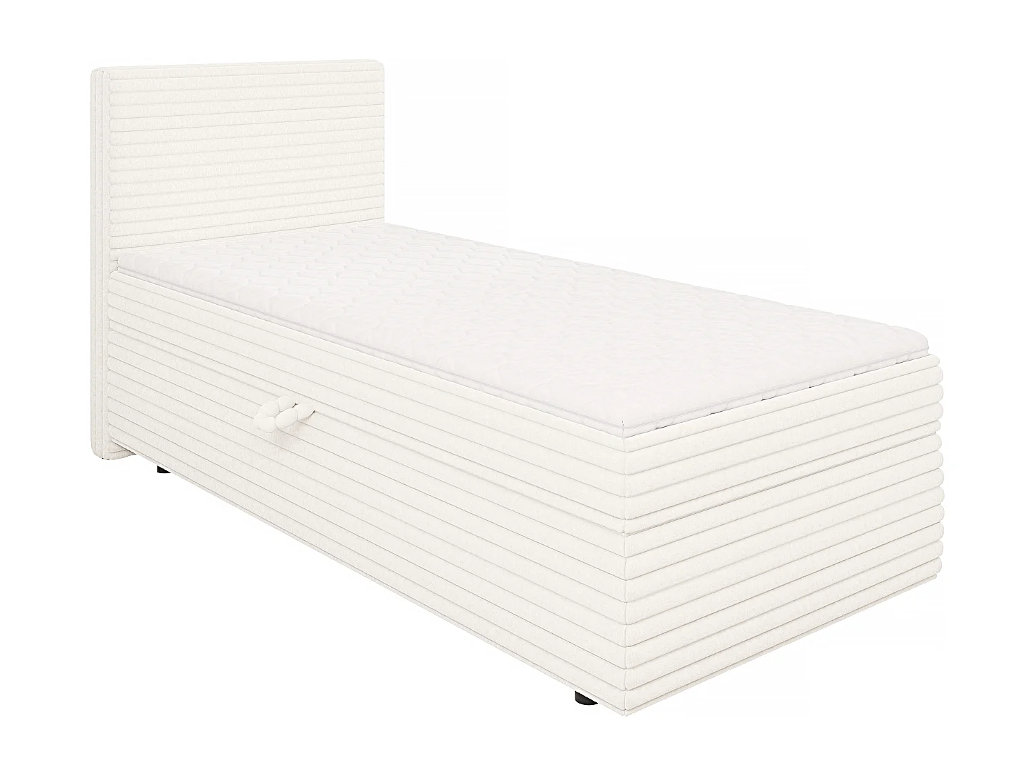 Stella - Boxspringbett 90x200 mit Topper und Bettkästen aus Hellbeige Plüschcord