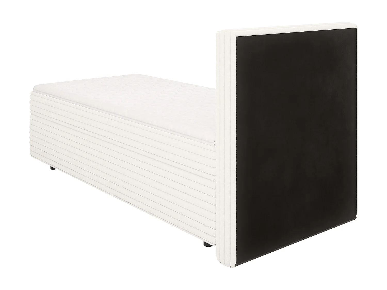 Stella - Boxspringbett 90x200 mit Topper und Bettkästen aus Hellbeige Plüschcord