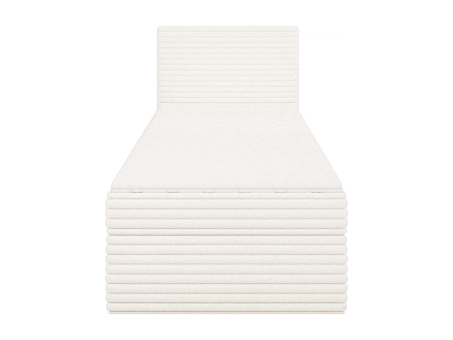 Stella - Boxspringbett 90x200 mit Topper und Bettkästen aus Hellbeige Plüschcord