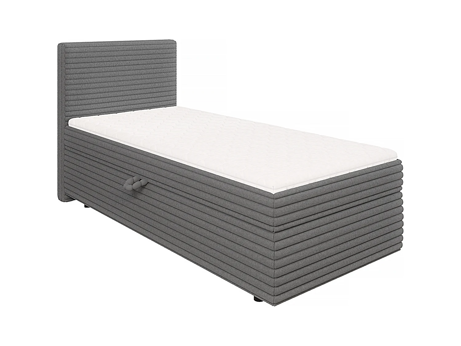 Stella - Boxspringbett 90x200 mit Topper und Bettkästen aus Dunkelgrau Plüschcord