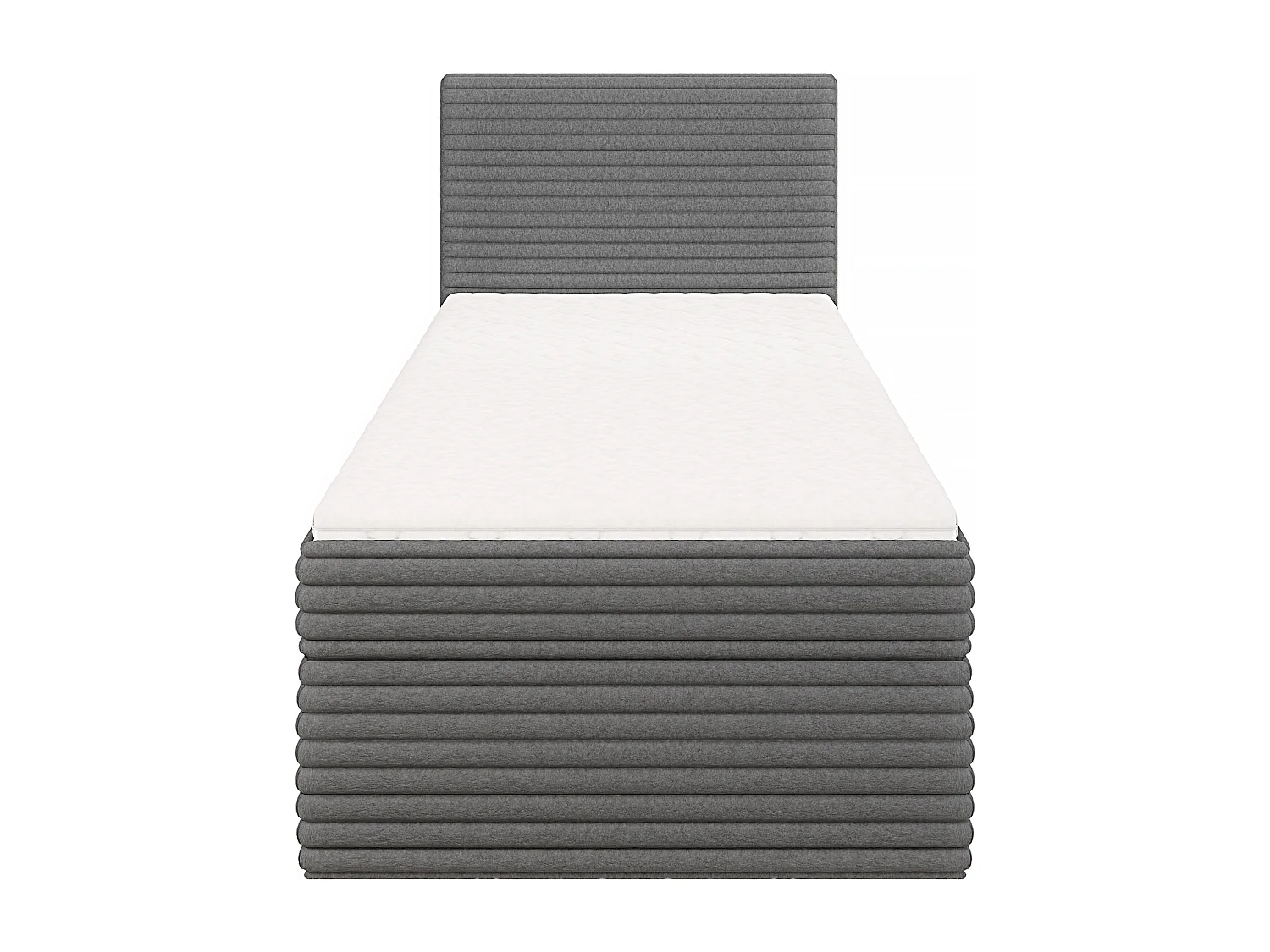 Stella - Boxspringbett 90x200 mit Topper und Bettkästen aus Dunkelgrau Plüschcord