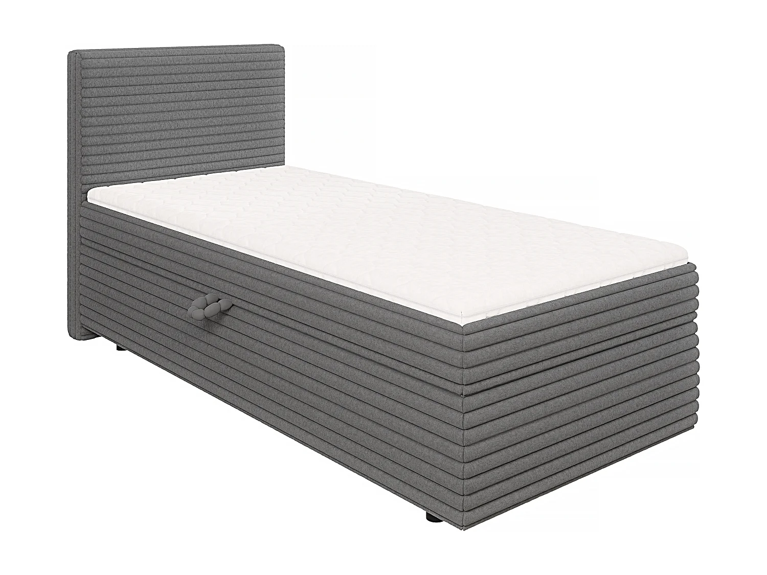 Stella - Boxspringbett 90x200 mit Topper und Bettkästen aus Dunkelgrau Plüschcord