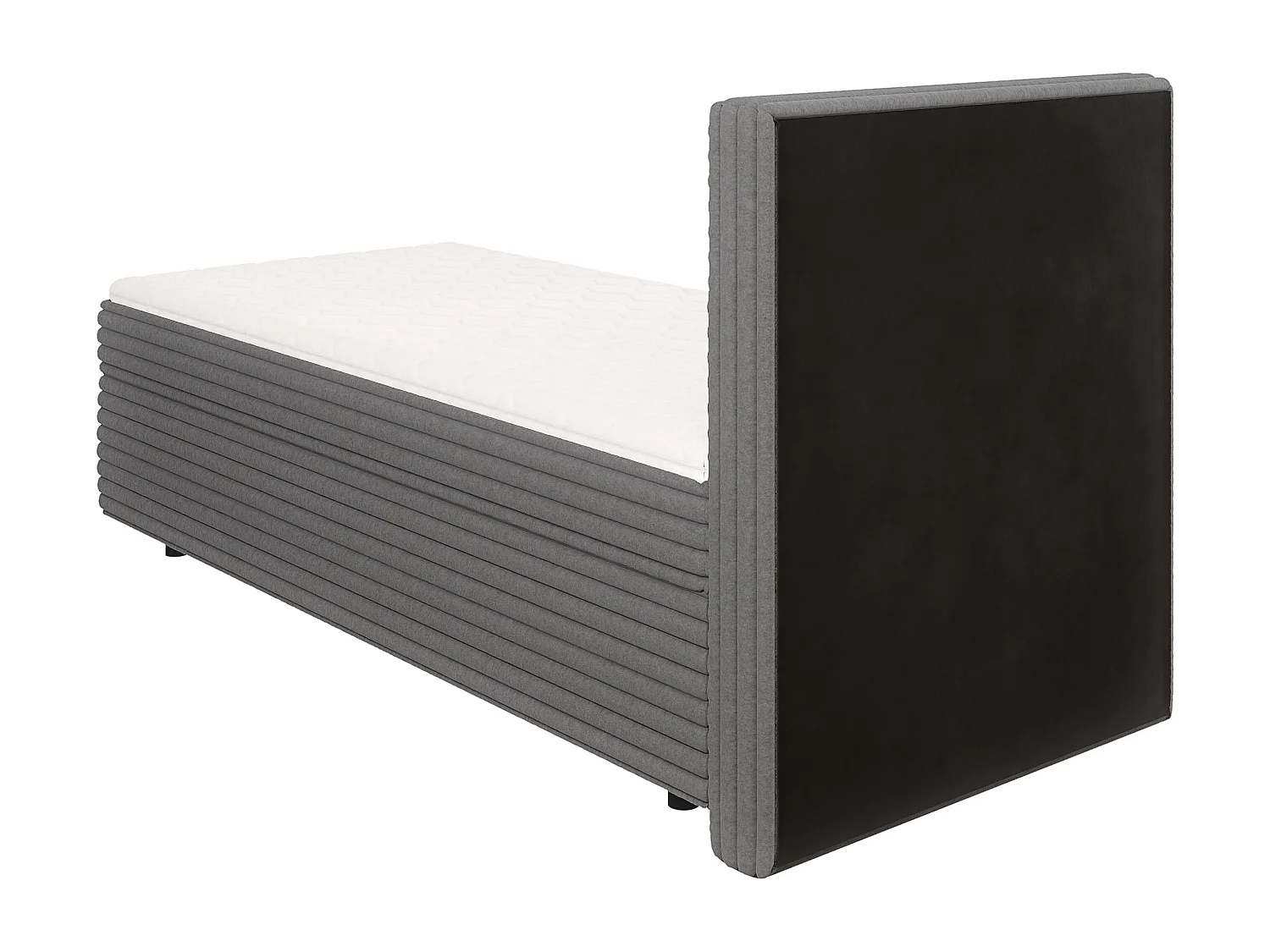 Stella - Boxspringbett 90x200 mit Topper und Bettkästen aus Dunkelgrau Plüschcord