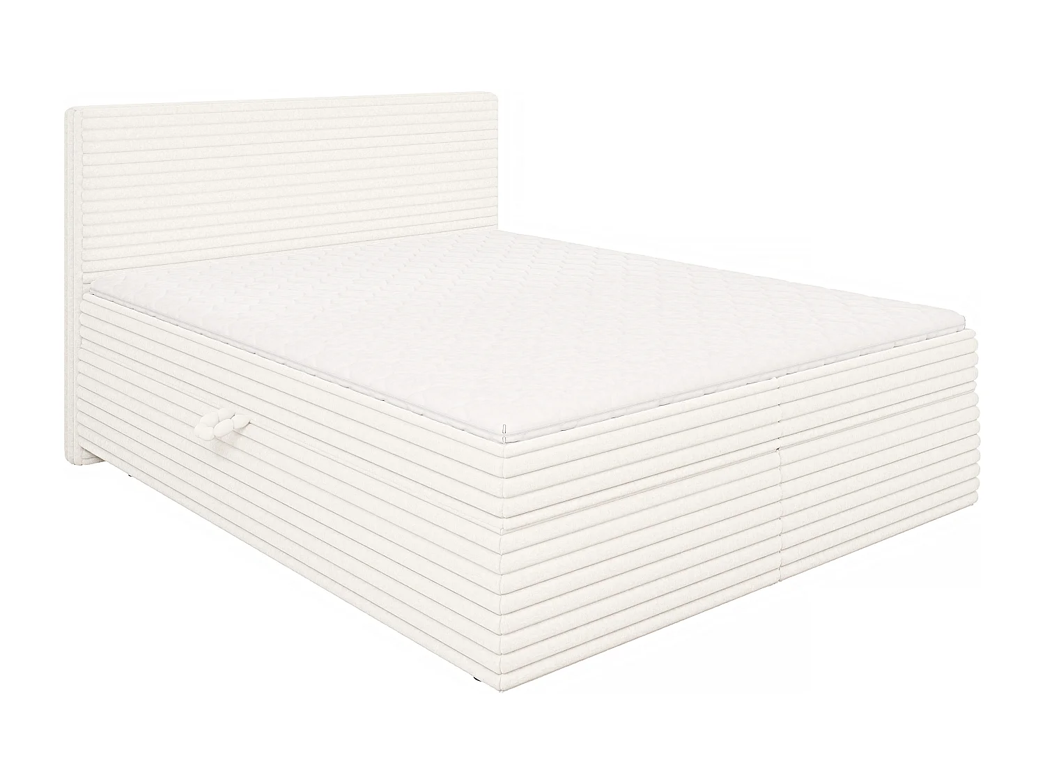 Stella - Boxspringbett 160x200 mit Topper und Bettkästen aus Hellbeige Plüschcord