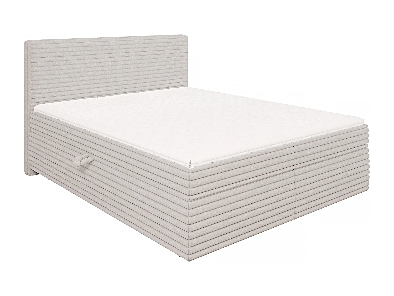 Stella - Boxspringbett 160x200 mit Topper und Bettkästen aus Hellgrau Plüschcord