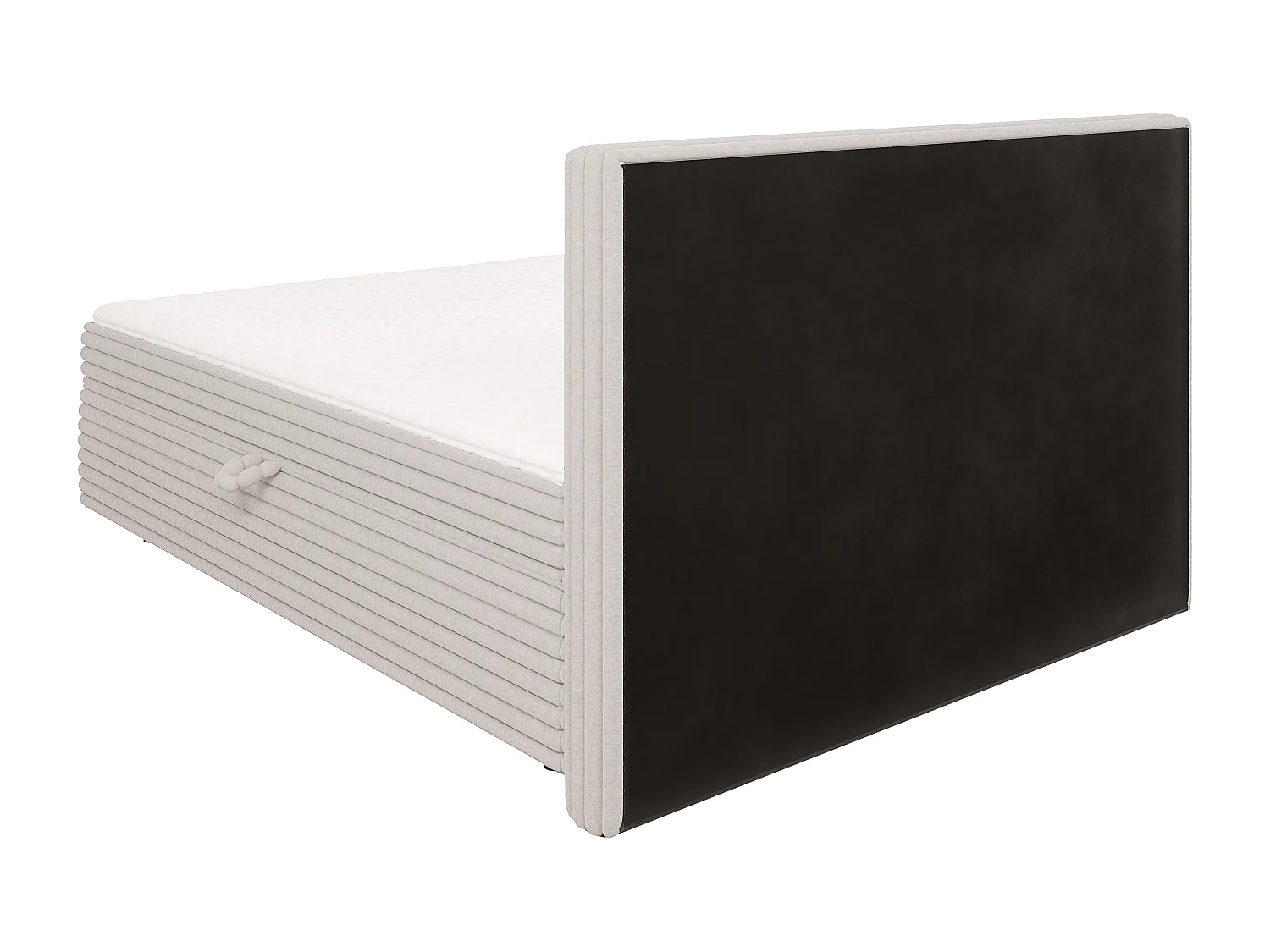 Stella - Boxspringbett 160x200 mit Topper und Bettkästen aus Hellgrau Plüschcord