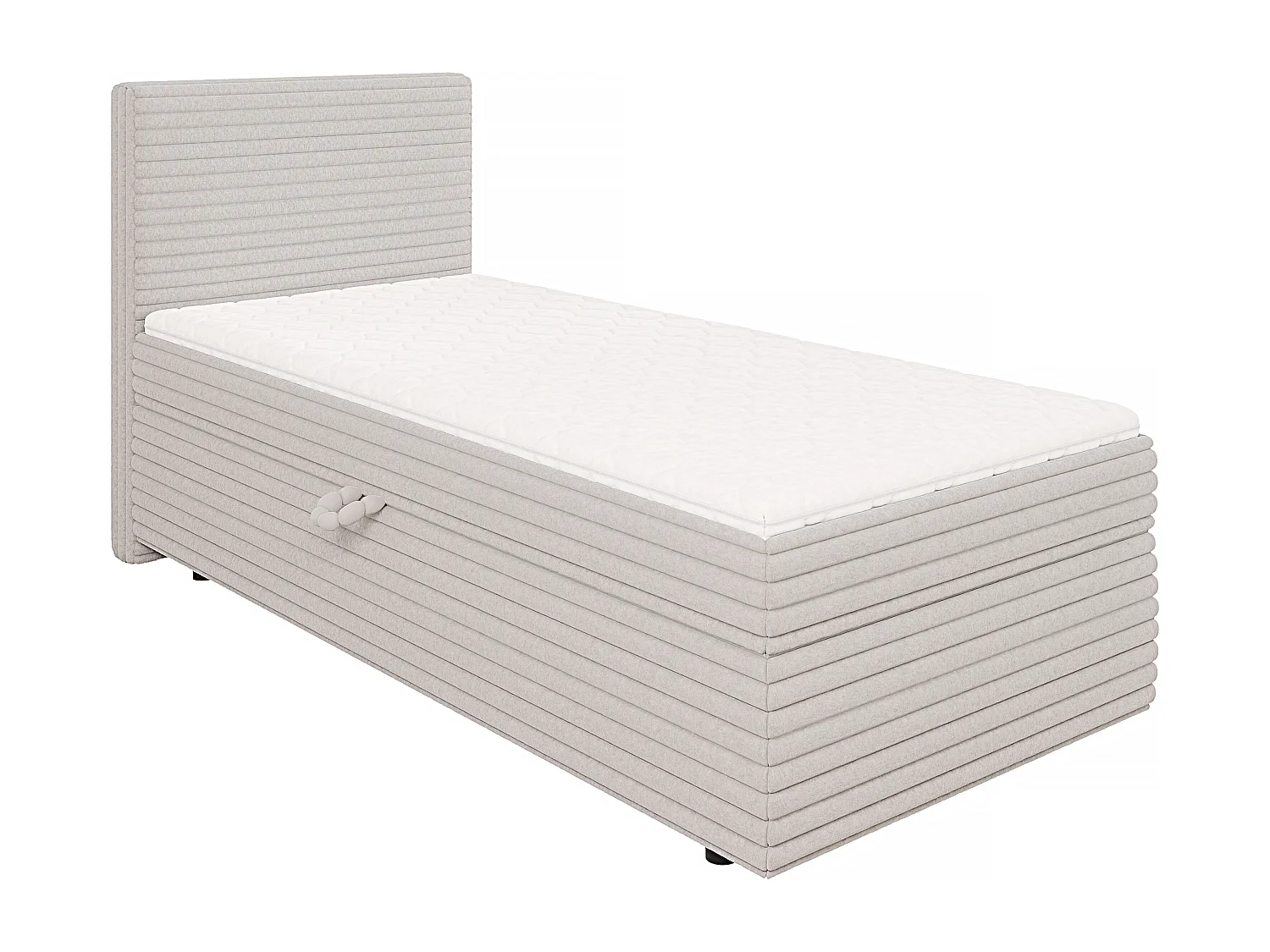 Stella - Boxspringbett 90x200 mit Topper und Bettkästen aus Hellgrau Plüschcord