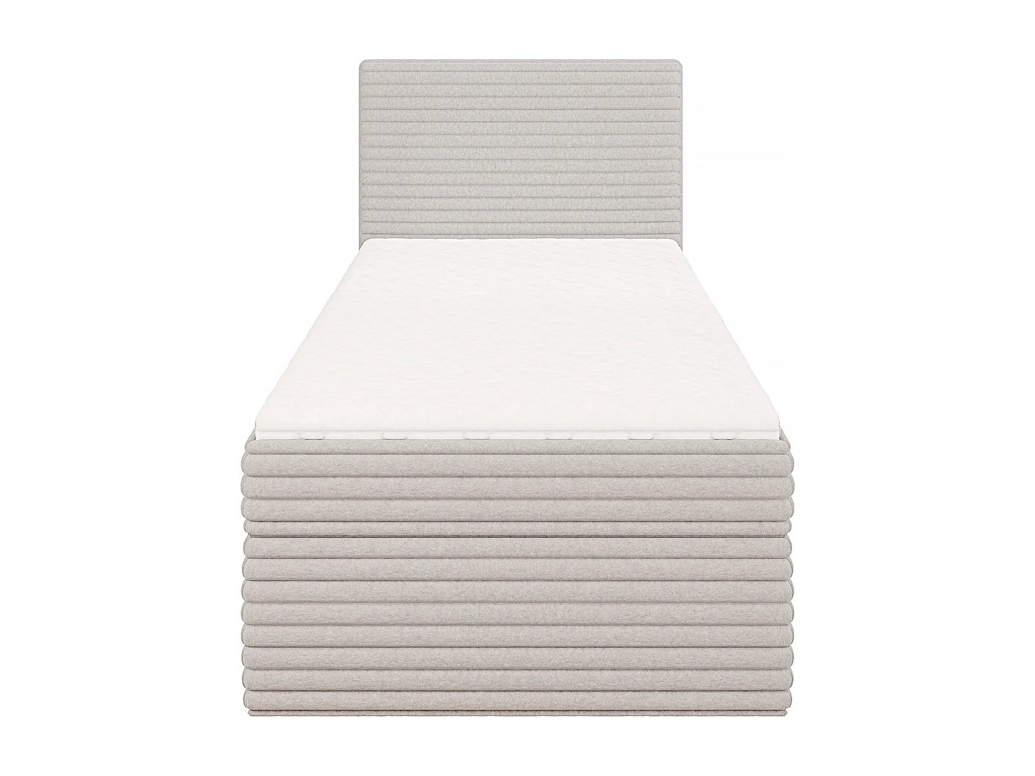 Stella - Boxspringbett 90x200 mit Topper und Bettkästen aus Hellgrau Plüschcord