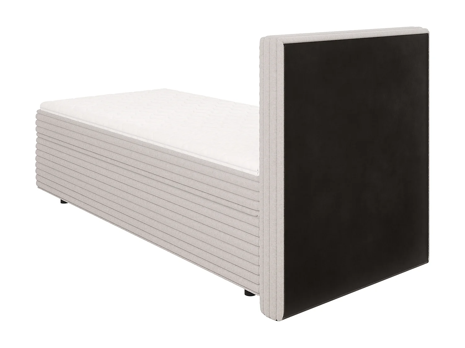 Stella - Boxspringbett 90x200 mit Topper und Bettkästen aus Hellgrau Plüschcord