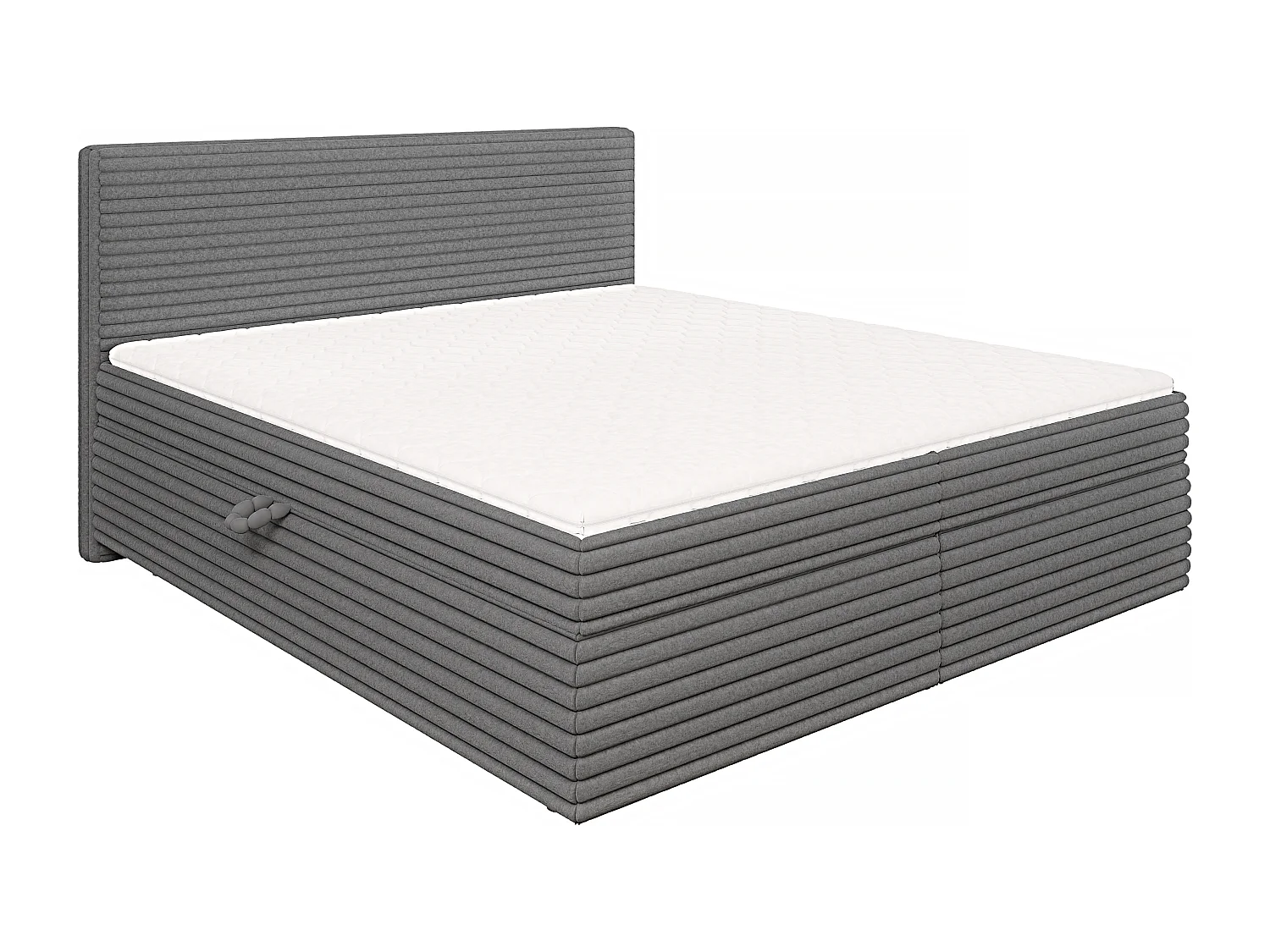 Stella - Boxspringbett 180x200 mit Topper und Bettkästen aus Dunkelgrau Plüschcord