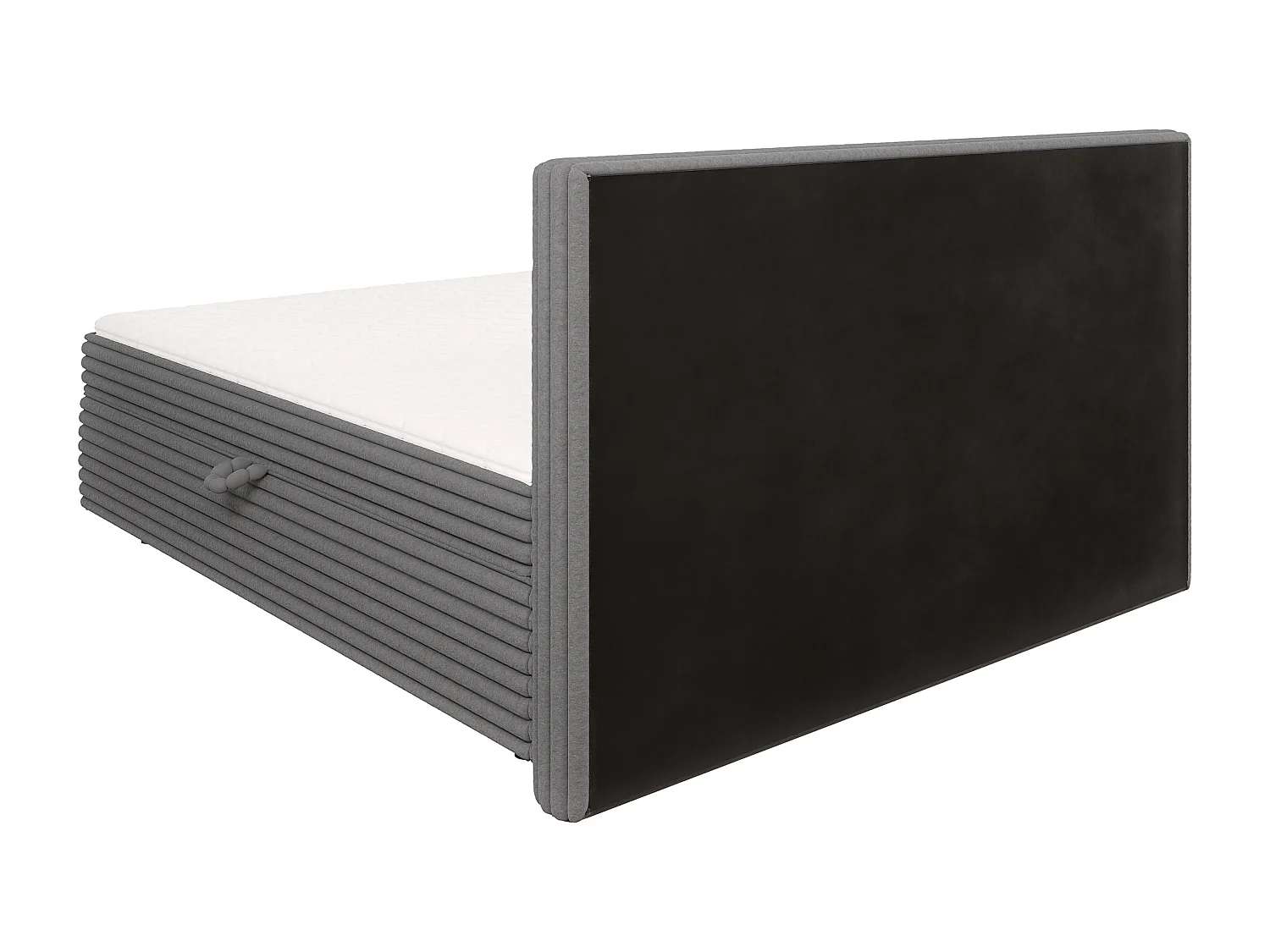Stella - Boxspringbett 180x200 mit Topper und Bettkästen aus Dunkelgrau Plüschcord
