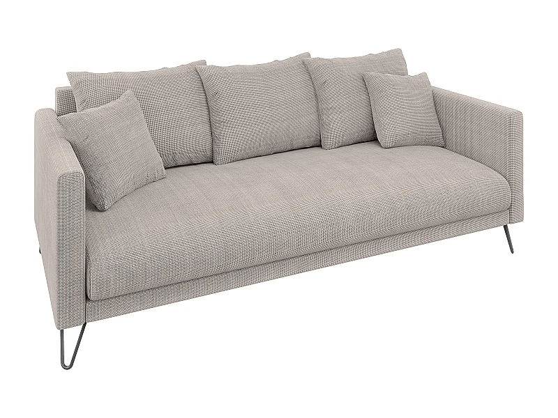 Harmony - Modernes Sofa 3-Sitzer aus Taupe Chenille-Stoff mit Hohen Schwarzen Metallfüßen