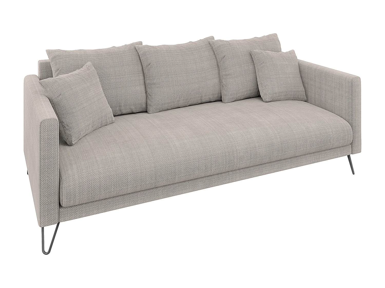Harmony - Modernes Sofa 3-Sitzer aus Taupe Chenille-Stoff mit Hohen Schwarzen Metallfüßen