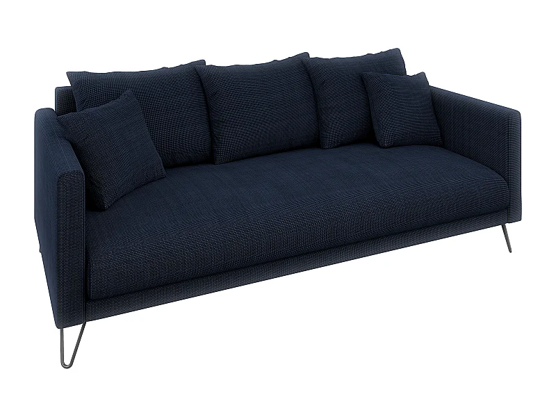 Harmony - Modernes Sofa 3-Sitzer aus Marineblau Chenille-Stoff mit Hohen Schwarzen Metallfüßen