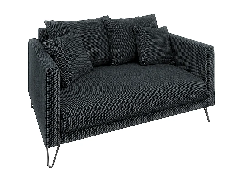 Harmony - Modernes Sofa 2-Sitzer aus Graphit Chenille-Stoff mit Hohen Schwarzen Metallfüßen