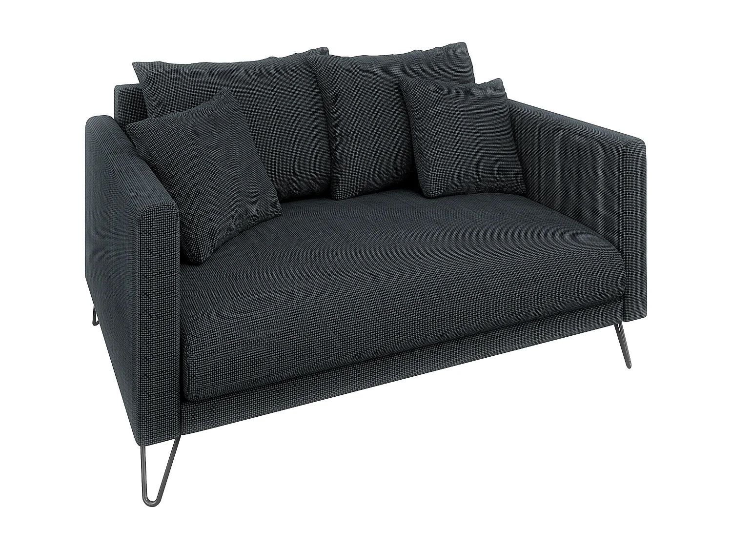 Harmony - Modernes Sofa 2-Sitzer aus Graphit Chenille-Stoff mit Hohen Schwarzen Metallfüßen