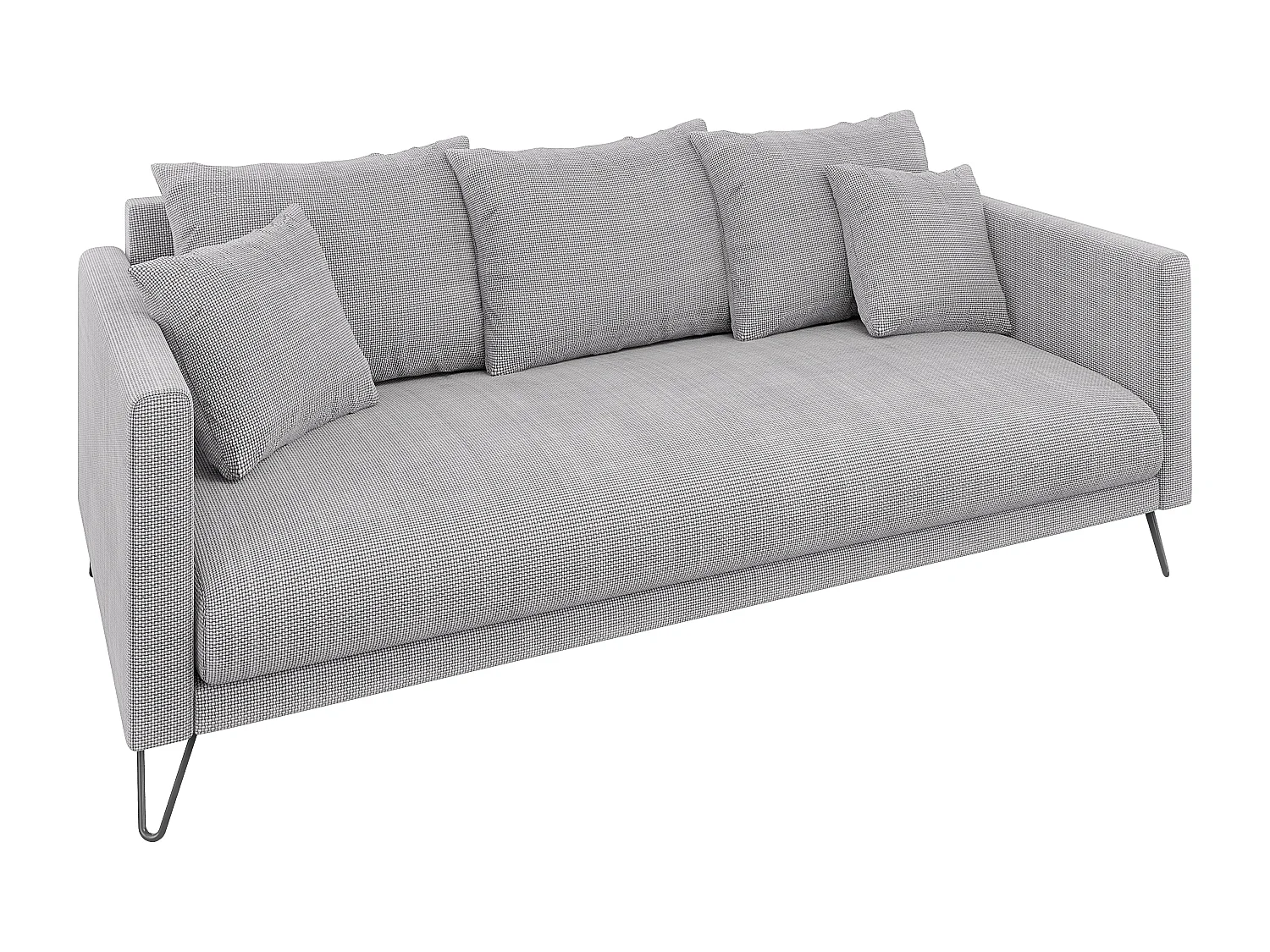 Harmony - Modernes Sofa 3-Sitzer aus Hellgrau Chenille-Stoff mit Hohen Schwarzen Metallfüßen