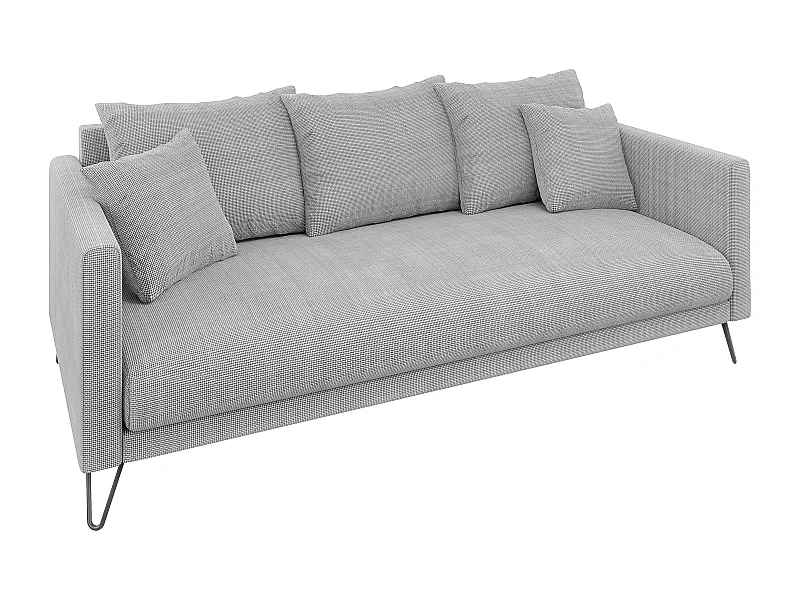 Harmony - Modernes Sofa 3-Sitzer aus Hellgrau Chenille-Stoff mit Hohen Schwarzen Metallfüßen
