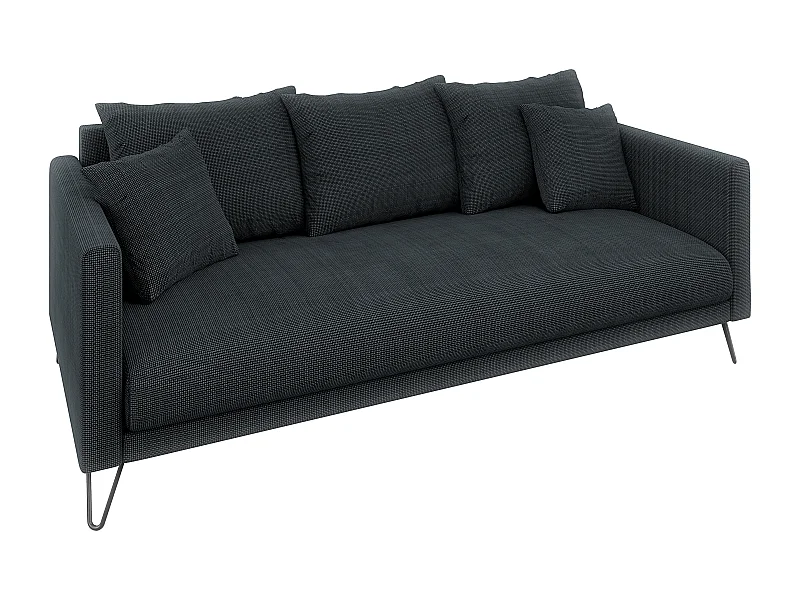 Harmony - Modernes Sofa 3-Sitzer aus Graphit Chenille-Stoff mit Hohen Schwarzen Metallfüßen