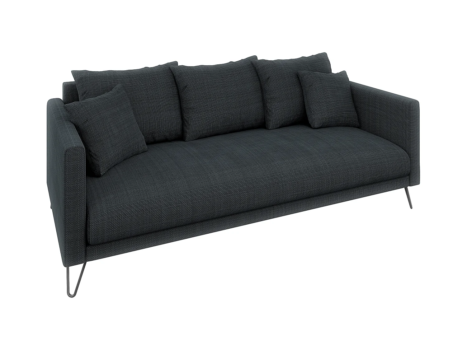 Harmony - Modernes Sofa 3-Sitzer aus Graphit Chenille-Stoff mit Hohen Schwarzen Metallfüßen