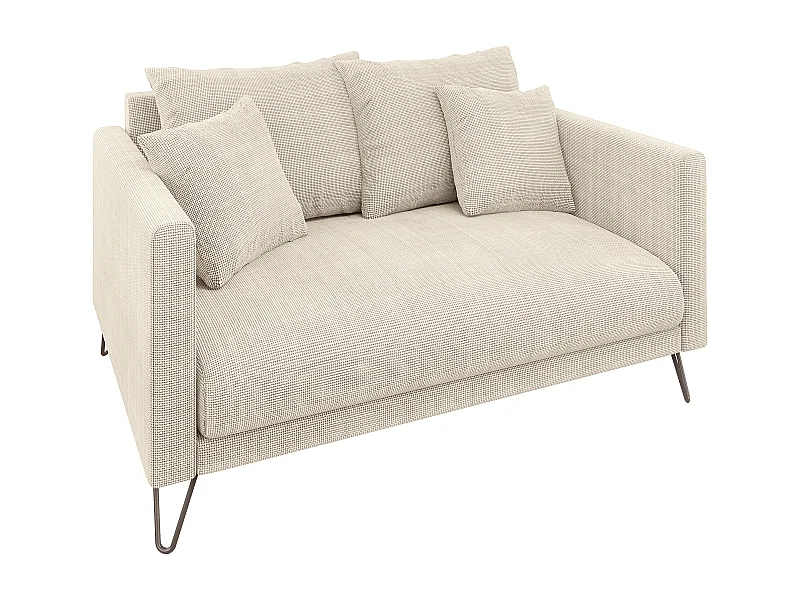 Harmony - Modernes Sofa 2-Sitzer aus Beige Chenille-Stoff mit Hohen Schwarzen Metallfüßen