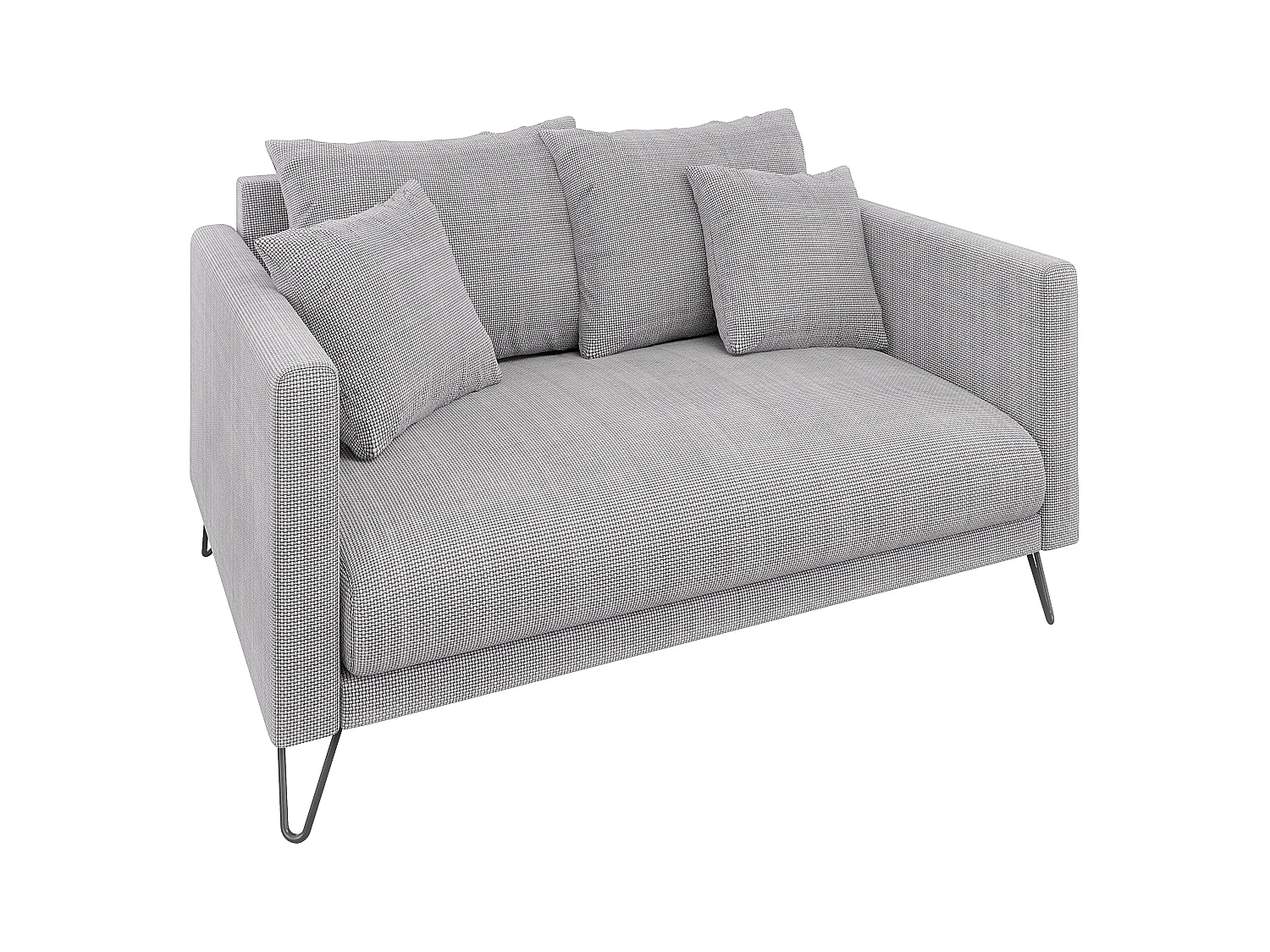 Harmony - Modernes Sofa 2-Sitzer aus Hellgrau Chenille-Stoff mit Hohen Schwarzen Metallfüßen