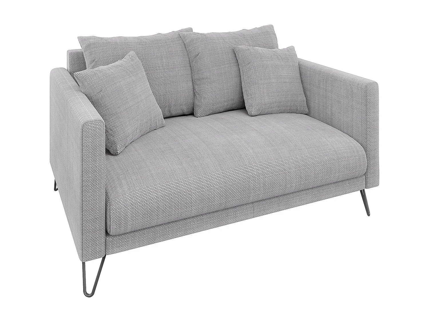 Harmony - Modernes Sofa 2-Sitzer aus Hellgrau Chenille-Stoff mit Hohen Schwarzen Metallfüßen