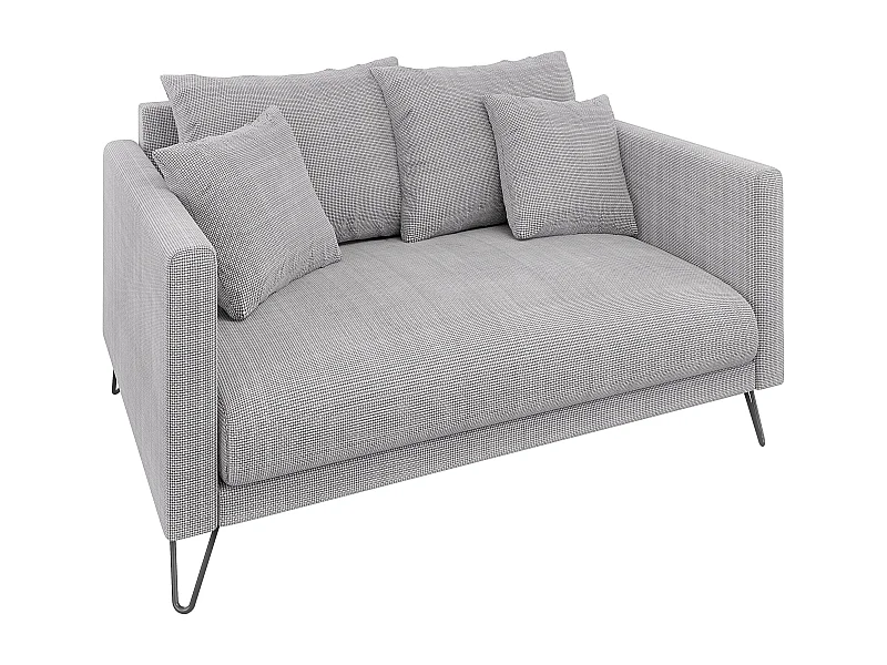 Harmony - Modernes Sofa 2-Sitzer aus Hellgrau Chenille-Stoff mit Hohen Schwarzen Metallfüßen