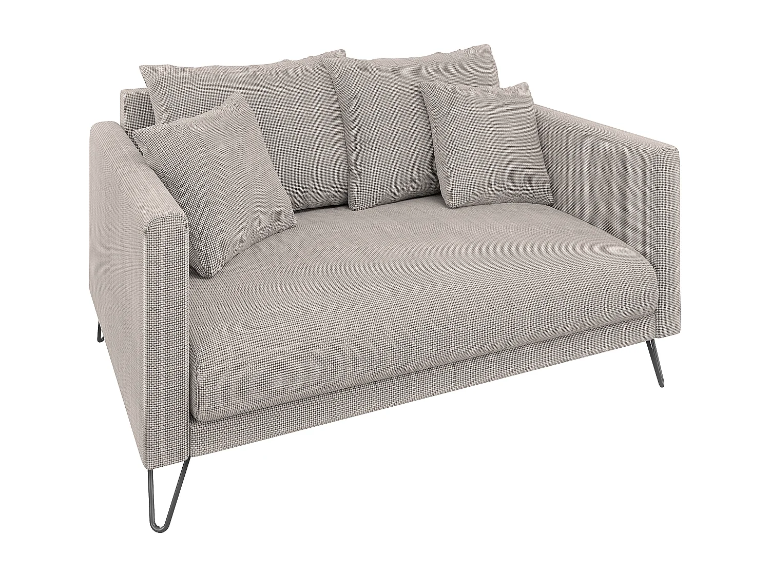 Harmony - Modernes Sofa 2-Sitzer aus Taupe Chenille-Stoff mit Hohen Schwarzen Metallfüßen