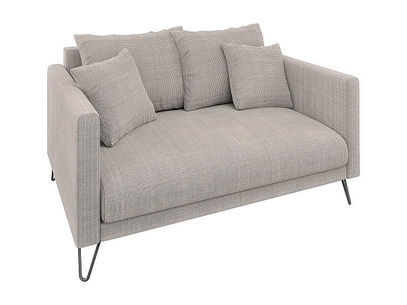 Harmony - Modernes Sofa 2-Sitzer aus Taupe Chenille-Stoff mit Hohen Schwarzen Metallfüßen