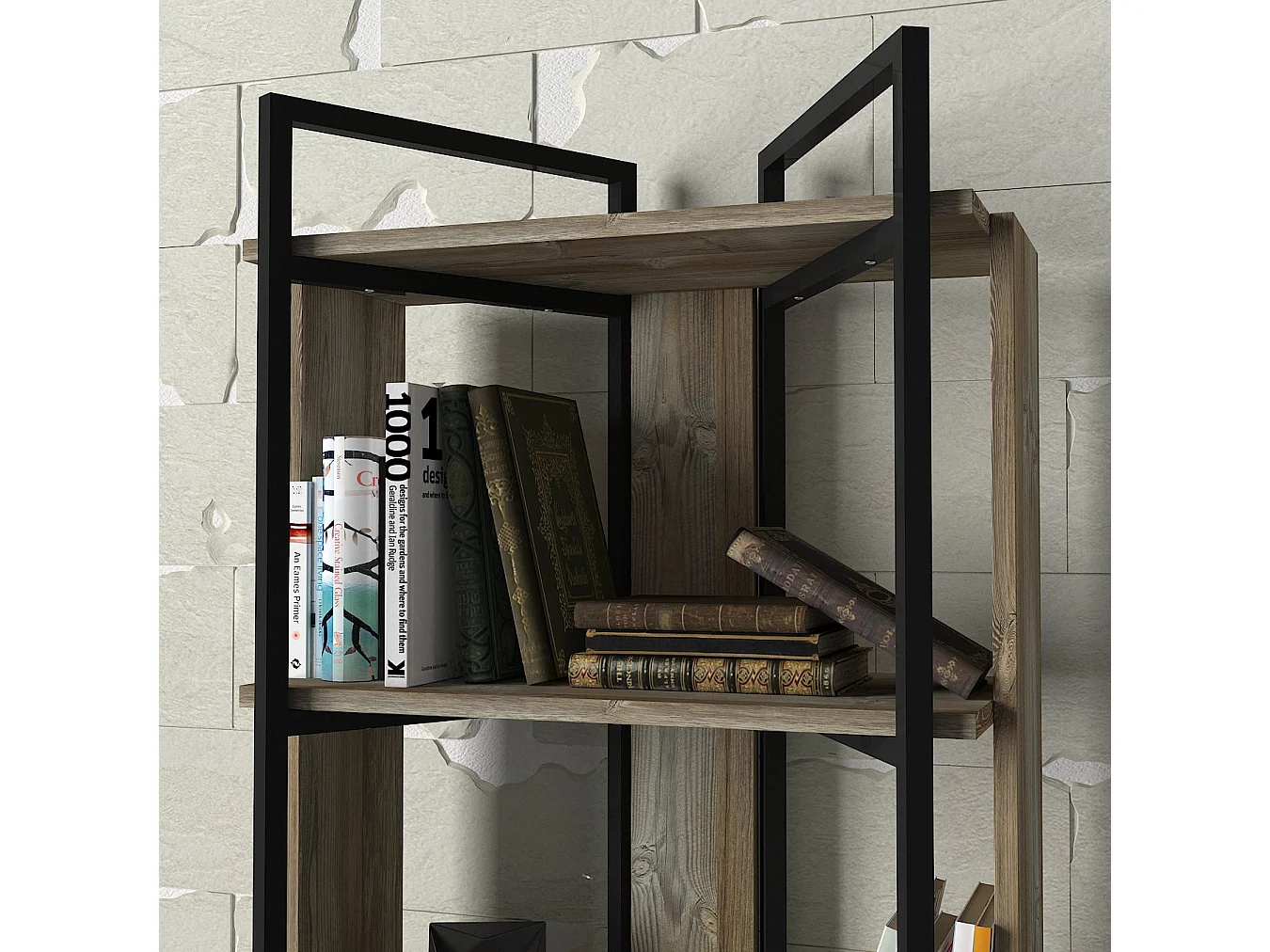 Bücherregal Costa mit Metallfüße und Rahmen Eiche