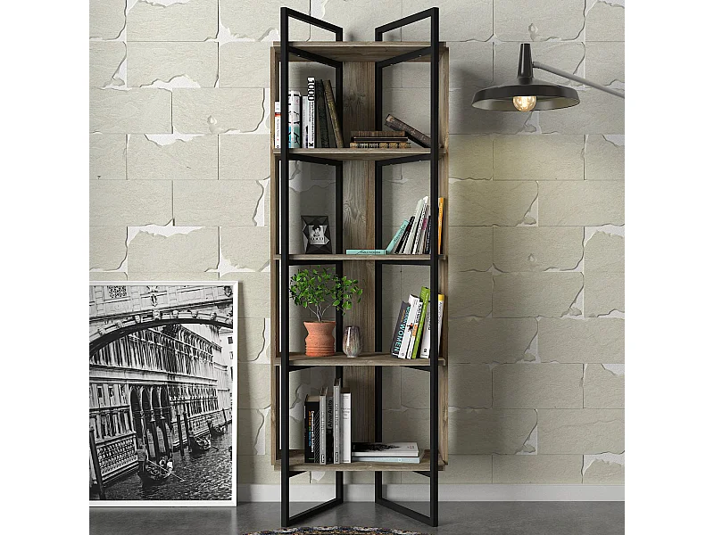 Bücherregal Costa mit Metallfüße und Rahmen Eiche