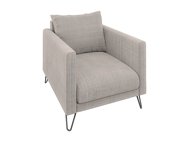 Harmony - Moderner Sessel aus Taupe Chenille-Stoff mit Hohen Schwarzen Metallfüßen