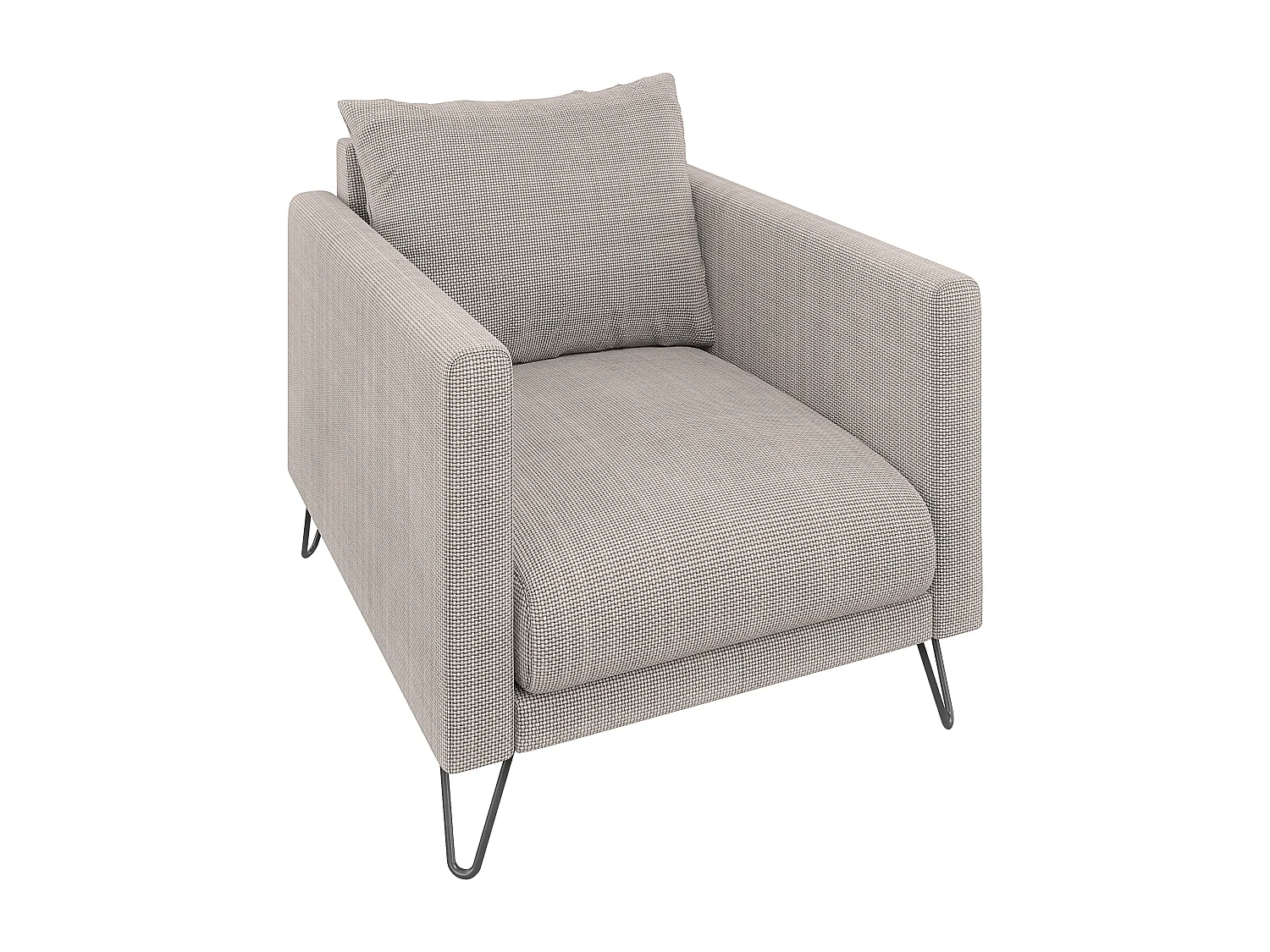 Harmony - Moderner Sessel aus Taupe Chenille-Stoff mit Hohen Schwarzen Metallfüßen